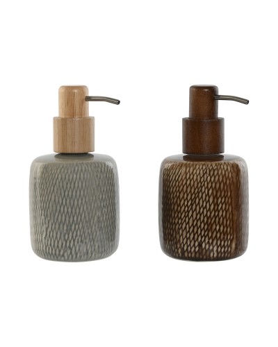 Seifenspender Home ESPRIT Braun Grau Polyäthylen Steingut 8,5 X 8,5 X 16 cm (2 Stück)
