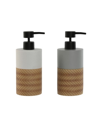Tvåldispenser Home ESPRIT Vit Grå Naturell Harts Polyetylen 7,5 x 7,5 x 18,5 cm (2 antal)