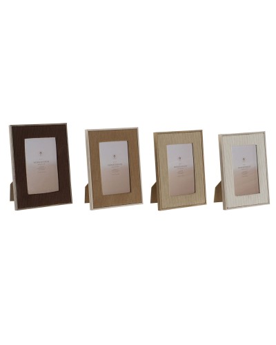 Fotolijsten Home ESPRIT Bruin Beige Fluweel Kristal Modern 26 X 2,8 X 31 cm (4 Stuks)