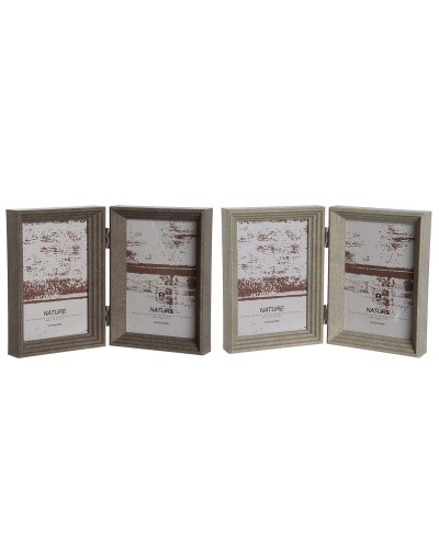 Marco de Fotos Home ESPRIT Marrón Beige Cristal Poliestireno Urbano 25 x 3 x 18 cm (2 Unidades)