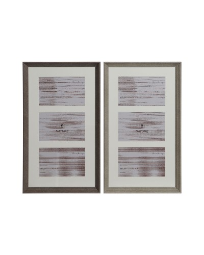 Marco de Fotos Home ESPRIT Blanco Marrón Gris Cristal Poliestireno Urbano 23 X 3 X 41 cm (2 Unidades)