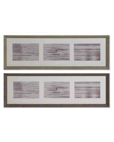 Fotoram Home ESPRIT Brun Naturell Glas polystyren Urban 56 X 3 X 18 cm (2 antal)