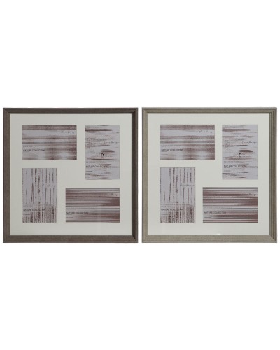 Cadre photo Home ESPRIT Marron Naturel Verre polystyrène Urbaine 34 x 3 x 34 cm (2 Unités)