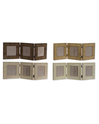 Marco de Fotos Home ESPRIT Marrón Beige Natural Marfil Cristal Poliestireno 47 X 2 X 16 cm (4 Unidades)