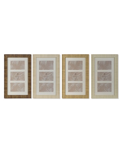 Fotorahmen Home ESPRIT Weiß Braun Beige natürlich Kristall polystyrol Skandinavisch 26 X 2 X 44 cm (4 Stück)