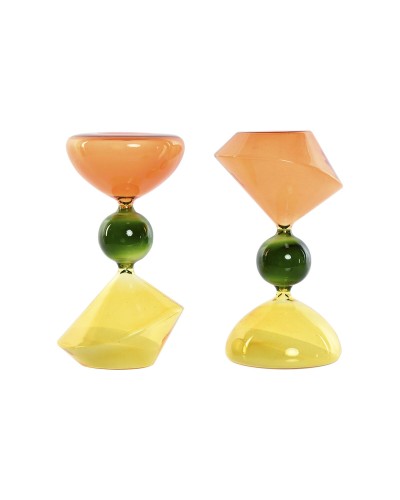 Prydnadsfigur Home ESPRIT Grön Orange 10,3 X 10,3 X 19,5 cm Timglas (2 antal)