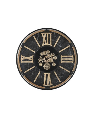Reloj de Pared Home ESPRIT Negro Dorado Metal Cristal 127 X 9 X 127 cm