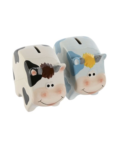 Money box Home ESPRIT Dolomite Cow 16 X 7,5 X 12,5 cm (2 Units)