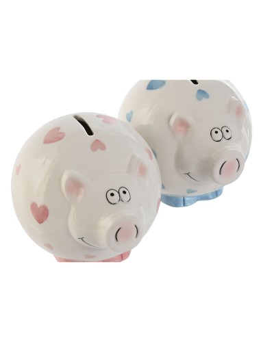Money box Home ESPRIT Dolomite Pig 15 X 13 X 12 cm (2 Units)