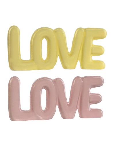 Koristehahmo Home ESPRIT LOVE Keltainen Pinkki Lasten 24 X 2,5 X 10 cm (2 osaa)