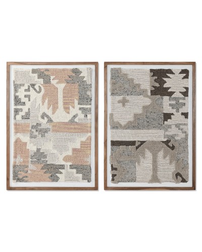 Maalaus Home ESPRIT Ruskea Beige Abstrakti Intialainen mies 75 x 3 x 105 cm (2 osaa)