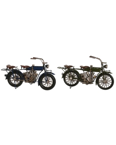 Figura Decorativa Home ESPRIT Azul Verde Moto Vintage 31 x 8 x 16 cm (2 Unidades)