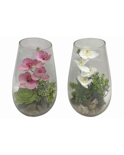 Plante décorative Home ESPRIT PVC Verre 15 x 15 x 25 cm (2 Unités)