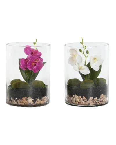 Planta Decorativa Home ESPRIT PVC Cristal 15 x 15 x 20 cm (2 Unidades)