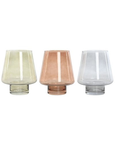 Vase Home ESPRIT Bleu Vert Ambre Verre Moderne 14,5 x 14,5 x 18 cm (3 Unités)