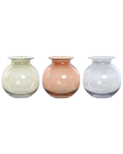 Vas Home ESPRIT Blå Grön Ambra Glas Modern 17,5 X 17,5 X 18,2 cm (3 antal)