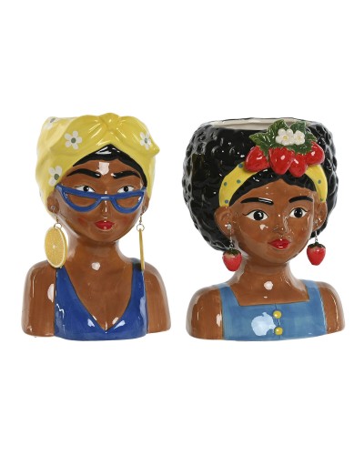 Cache-pot Home ESPRIT Multicouleur Dolomite Urbaine 16 x 13 x 24 cm (2 Unités)