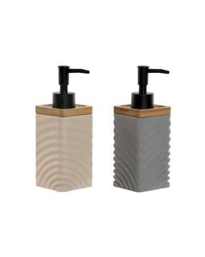 Dispenser di Sapone Home ESPRIT Nero Grigio Crema Bambù Dolomite 320 ml (2 Unità)