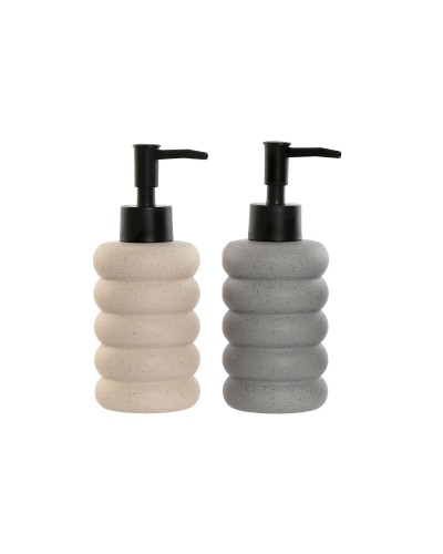 Soap Dispenser Home ESPRIT Black Grey Cream ABS Dolomite 7 x 7 x 17,5 cm (2 Units)