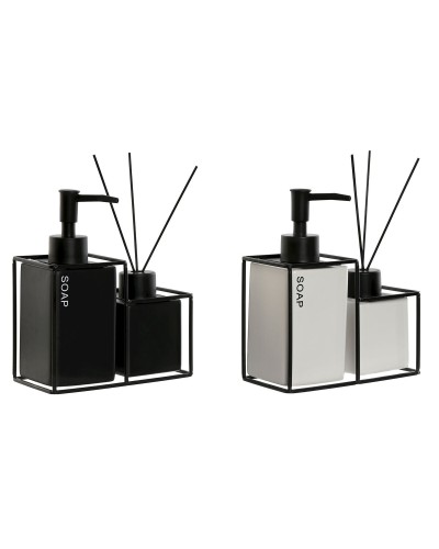 Badset Home ESPRIT Wit Zwart Metaal Dolomite 14,5 x 8 x 17 cm 2 Onderdelen (2 Stuks)