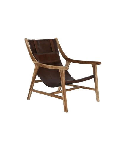 Poltrona Home ESPRIT Naturale Marrone scuro Teca 68 x 86 x 86 cm