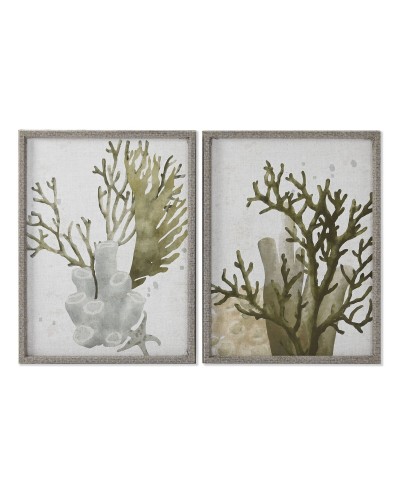 Quadro Home ESPRIT Verde Corallo Mediterraneo 45 x 2 x 60 cm (2 Unità)