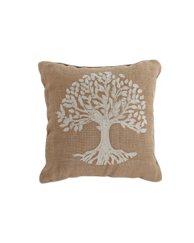Cojín Home ESPRIT Blanco Marrón Árbol Romántico 45 x 15 x 45 cm (2 Unidades)