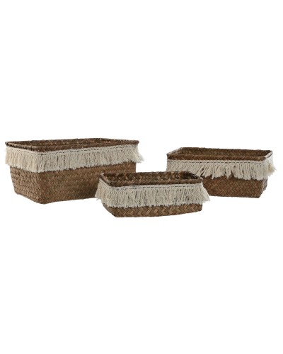 Korb-Set Home ESPRIT Naturfaser Boho Abgenutzt 23 x 17 x 10 cm
