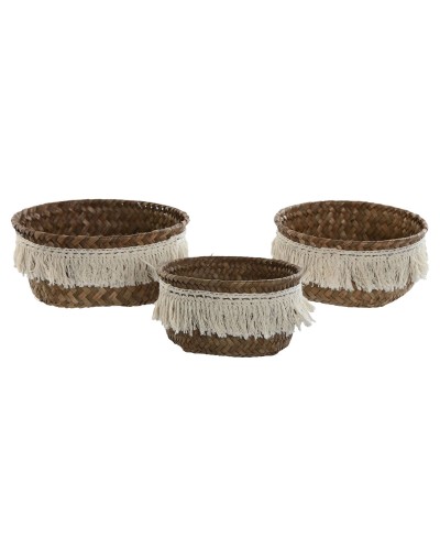 Korg - set Home ESPRIT Naturliga fibrer Boho Utsliten 16 x 16 x 6 cm