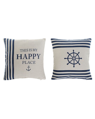 Kussen Home ESPRIT Wit Marineblauw 45 x 10 x 45 cm (2 Stuks)