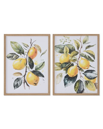 Cadre Home ESPRIT Jaune Blanc Vert Citron méditerranéen 30 x 1,8 x 40 cm (2 Unités)