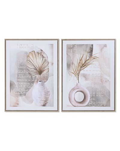 Painting Home ESPRIT White Grey Vase Scandinavian 45 x 2,5 x 60 cm (2 Units)