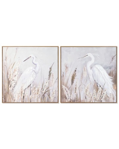 Bild Home ESPRIT Weiß Beige Grau Vogel Orientalisch 80 x 3,5 x 80 cm (2 Stück)