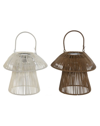 Solar lamp Home ESPRIT White Brown 31 x 31 x 30 cm (2 Units)