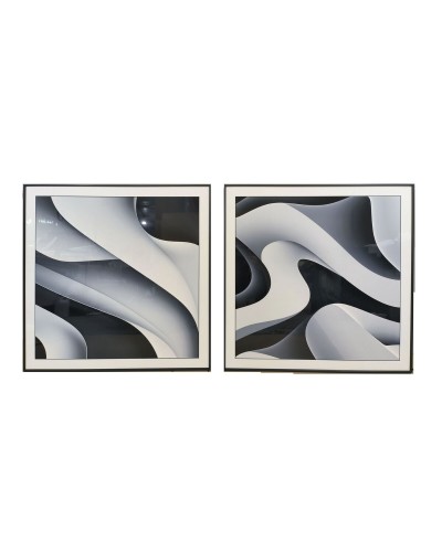 Tavla Home ESPRIT Vit Svart Abstrakt Modern 80 x 3,5 x 80 cm (2 antal)