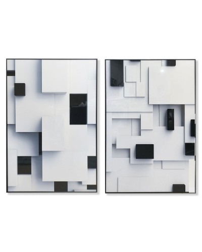 Schilderij Home ESPRIT Wit Zwart Abstract Modern 80 x 3,5 x 120 cm (2 Stuks)