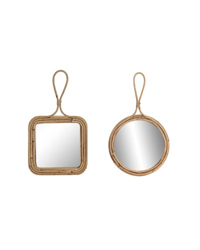 Espejo de pared Home ESPRIT Natural 24 x 2,5 x 40 cm (2 Unidades)