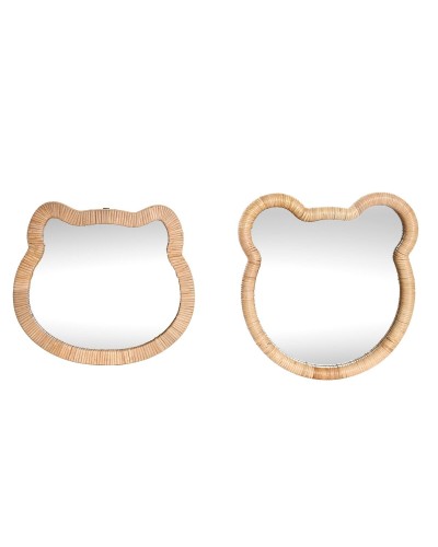 Wall mirror Home ESPRIT Natural 40 x 3 x 42 cm 40 x 3 x 43 cm (2 Units)