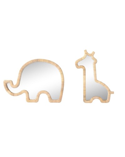 Miroir mural Home ESPRIT Naturel 43 x 3 x 60 cm (2 Unités)