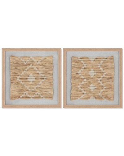 Quadro Home ESPRIT Bianco Naturale Scandinavo 40 x 3 x 40 cm (2 Unità)