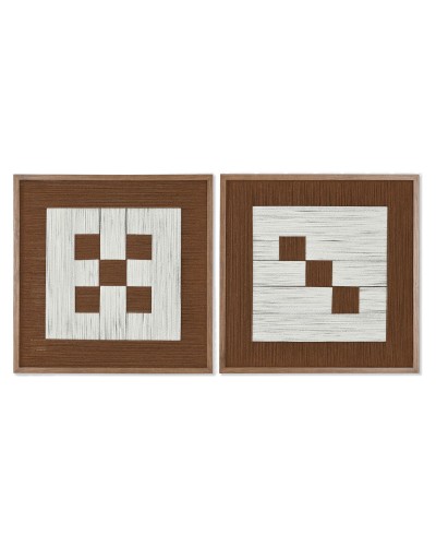 Tavla Home ESPRIT Vit Brun Beige Modern Urban 50 x 3 x 50 cm (2 antal)