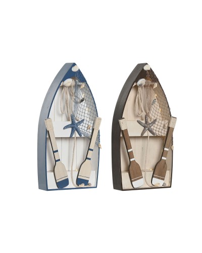 Deko-Figur Home ESPRIT Blau Weiß Braun 20 x 7 x 40 cm (2 Stück)