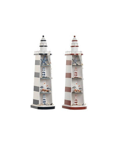 Decorative Figure Home ESPRIT Blue Red Headlight 14 x 16 x 52 cm (2 Units)