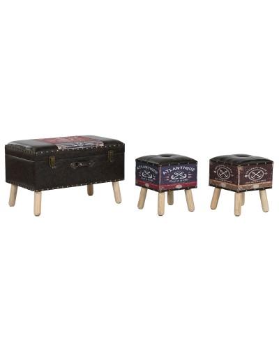 Lot de paniers Home ESPRIT Marron Multicouleur Polyuréthane Bois Vintage 70 x 40 x 45 cm (3 Unités)