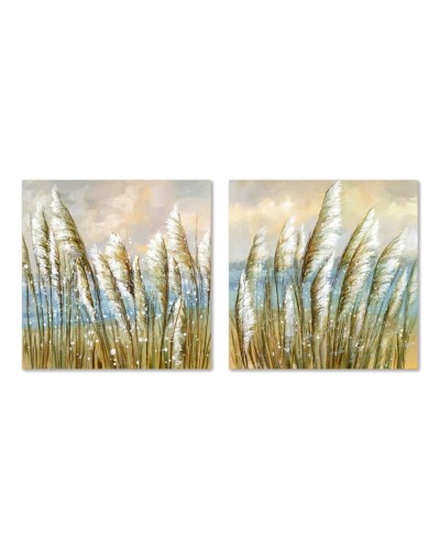 Tavla Home ESPRIT Blå Gyllene Strand Medelhavs 80 x 3 x 80 cm (2 antal)