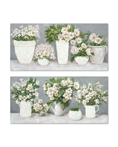 Painting Home ESPRIT White Grey Romantic 140 x 3 x 70 cm (2 Units)