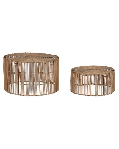 Jeu de 2 tables Home ESPRIT Naturel 70 x 70 x 40 cm