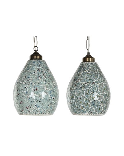 Taklampa Home ESPRIT Grön Himmelsblå Metall Glas 25 W 23 x 23 x 66 cm (2 antal)