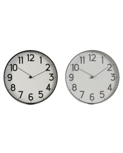 Horloge Murale Home ESPRIT Noir Gris PVC 30 x 4 x 30 cm (2 Unités)