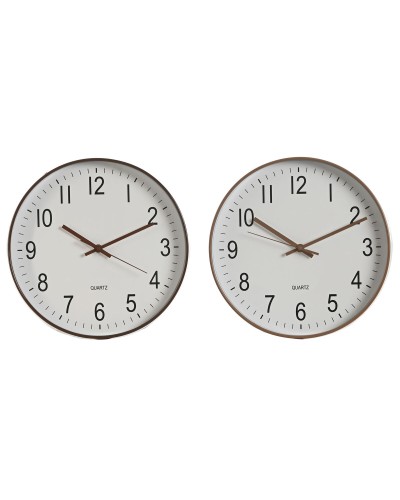 Wall Clock Home ESPRIT White Brown Natural PVC 30 x 4 x 30 cm (2 Units)